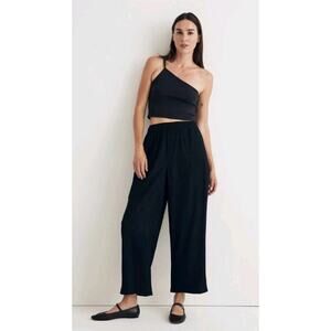 MADEWELL Black Crinkle Crepe Cropped Pants Size Small